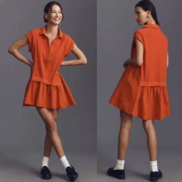 Anthropologie Dresses & Skirts - Daily Practice Anthropologie Red Tiered Polo Mini Dress Small EUC Mixed Media